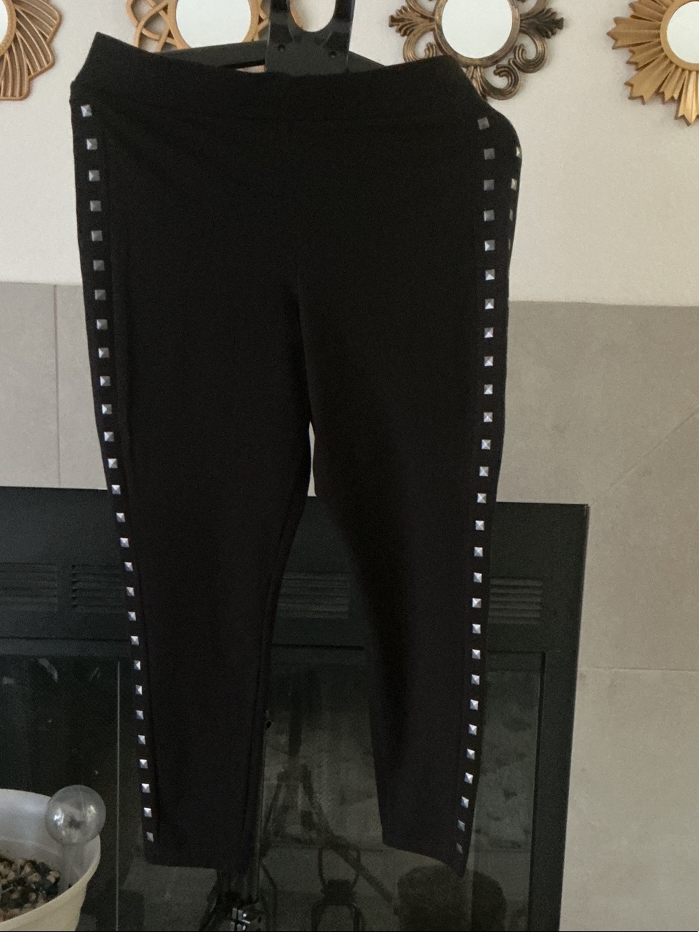 torrid Black Ponte Ankle Pants with Silver Stud Trim